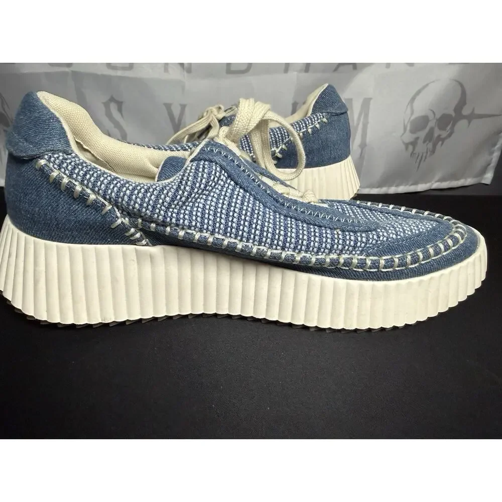 Dolce Vita Dolan Platform Sneakers Blue Denim Knit Colorway Women’s 11 MRSP $150